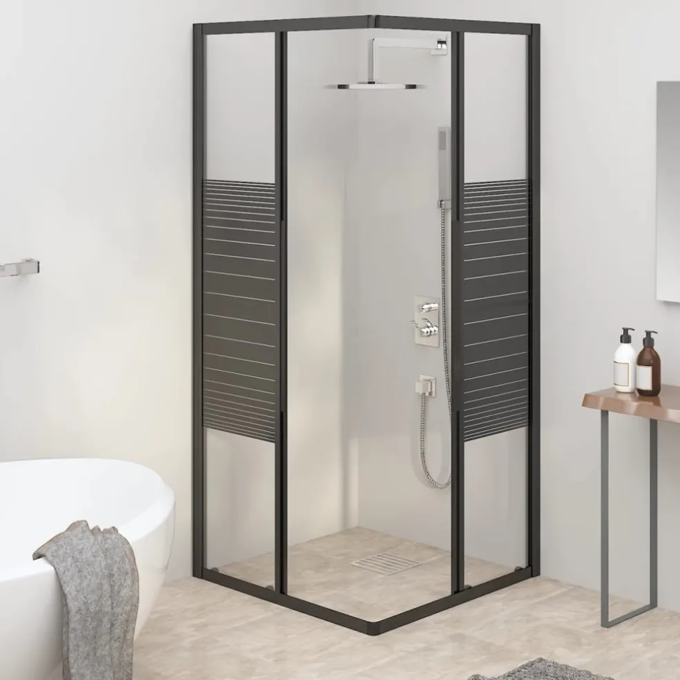 vidaXL Douchecabine strepen 80x80x180 cm ESG zwart