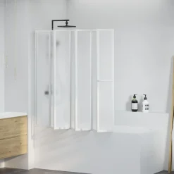 vidaXL Douche en badscherm 140 x 168 cm 7 panelen met handdoekrek