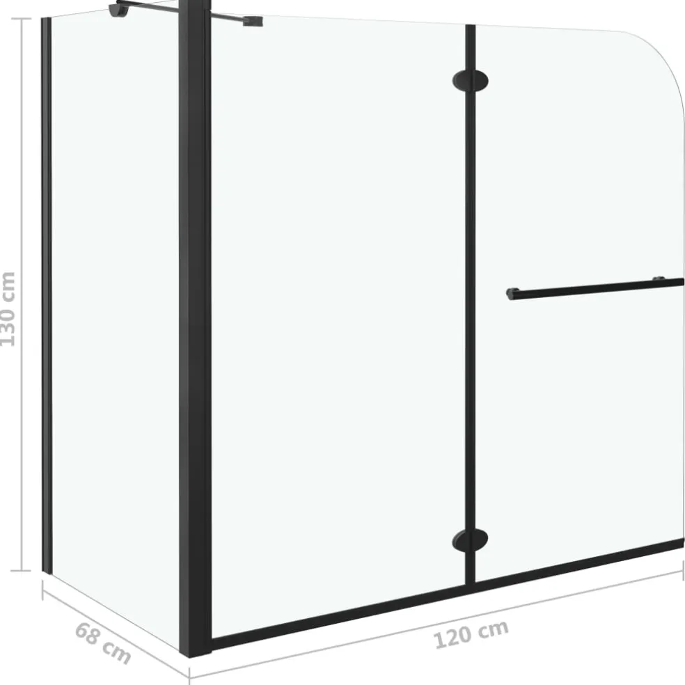 vidaXL Douche klapwand 120x68x130 cm ESG zwart