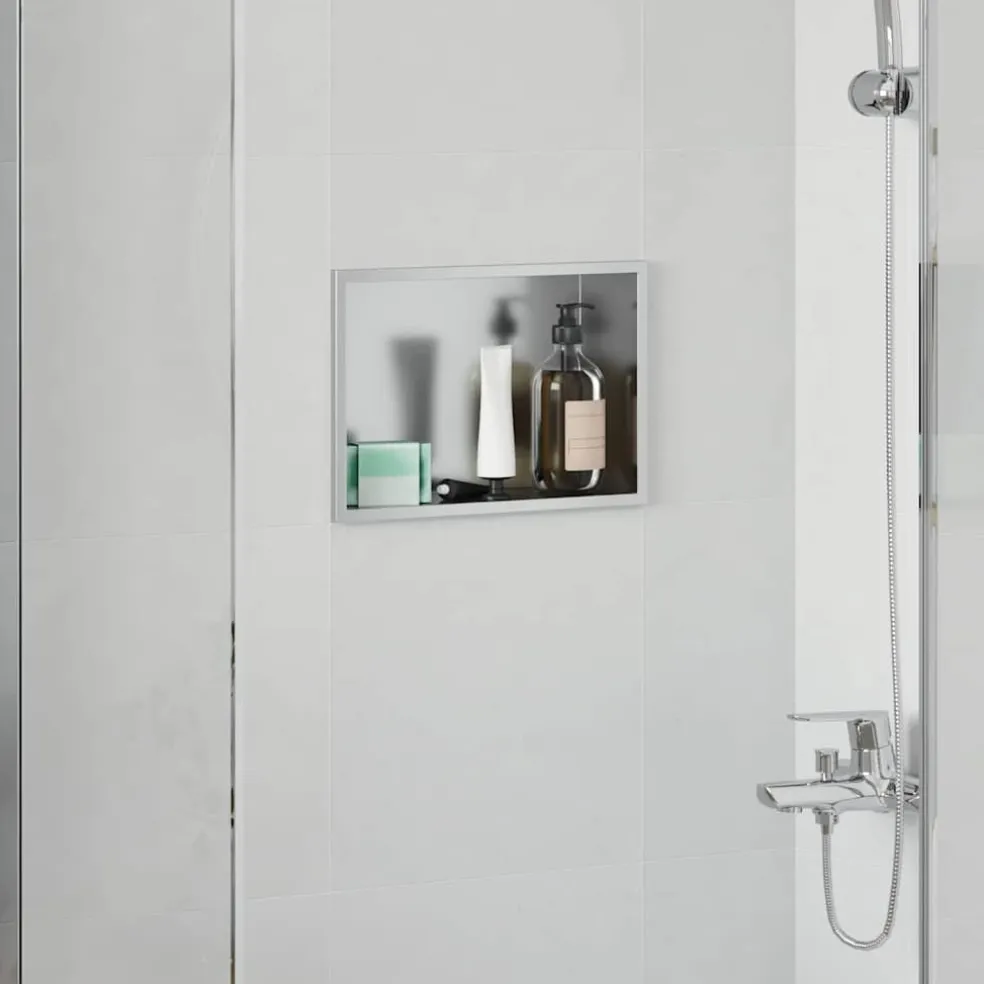 vidaXL Douche Niche zilver 30 x 20 x 9,5 cm Roestvrij staal