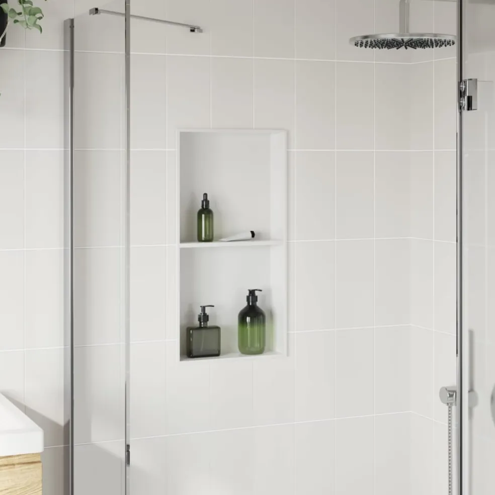 vidaXL Douchenis 32x62x9 cm roestvrijstaal matwit