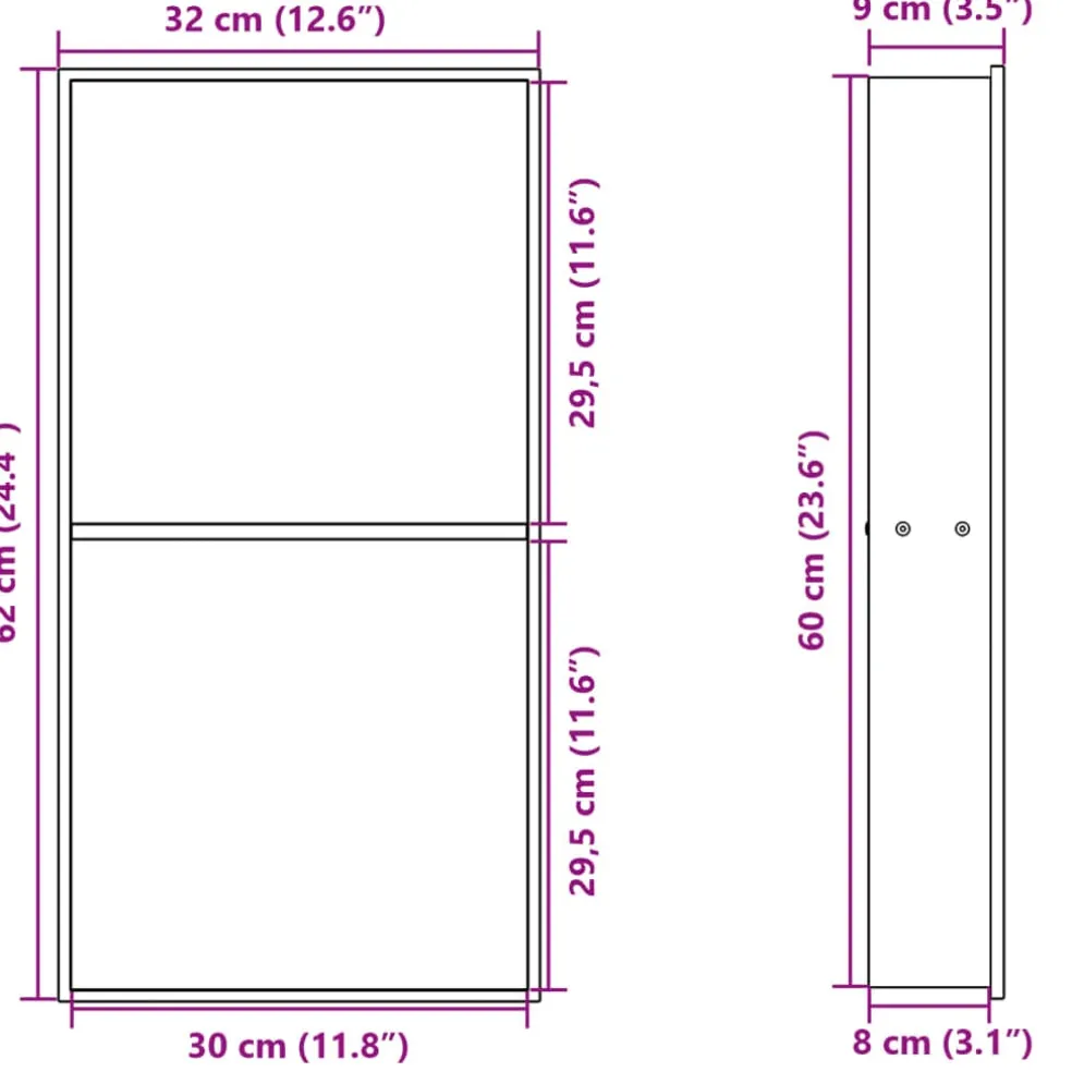 vidaXL Douchenis 32x62x9 cm roestvrijstaal matwit