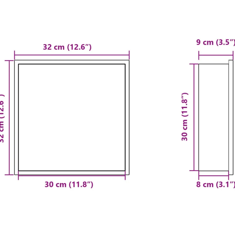 vidaXL Douchenis 32x32x9 cm roestvrijstaal matzwart