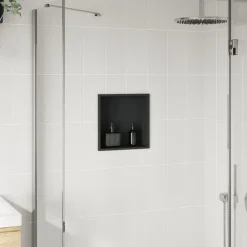 vidaXL Douchenis 32x32x9 cm roestvrijstaal matzwart