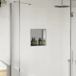 vidaXL Douchenis 32x32x9 cm roestvrijstaal geborsteld zilverkleurig