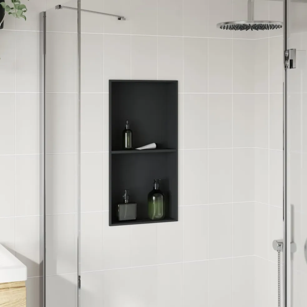 vidaXL Douchenis 32x62x9 cm roestvrijstaal matzwart