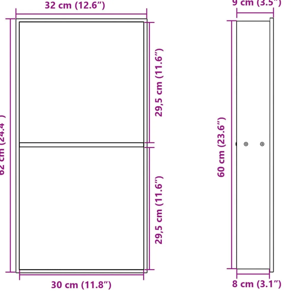 vidaXL Douchenis 32x62x9 cm roestvrijstaal matzwart