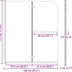 vidaXL Douche Omhulsel Transparant en Goud 120 x 140 cm