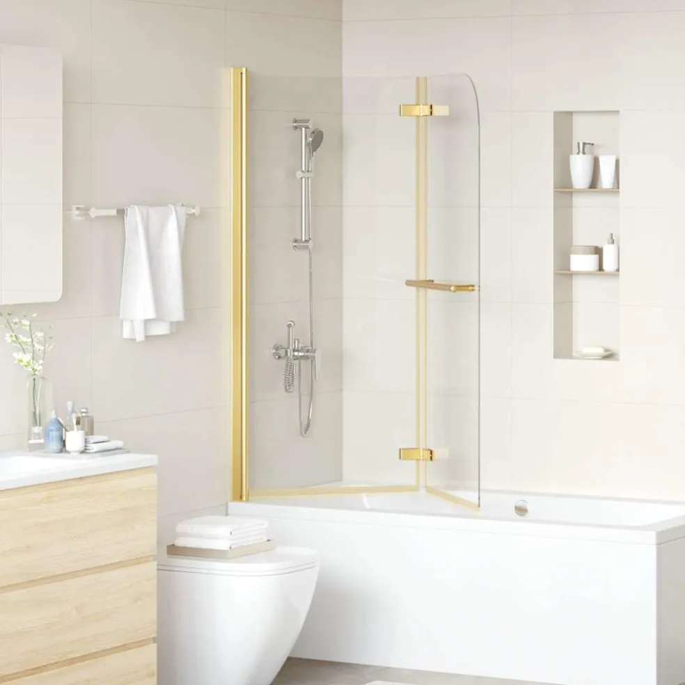 vidaXL Douche Omhulsel Transparant en Goud 120 x 140 cm