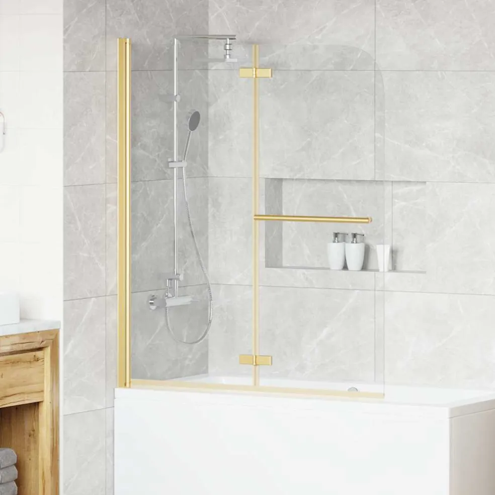 vidaXL Douche Omhulsel Transparant en Goud 120 x 140 cm