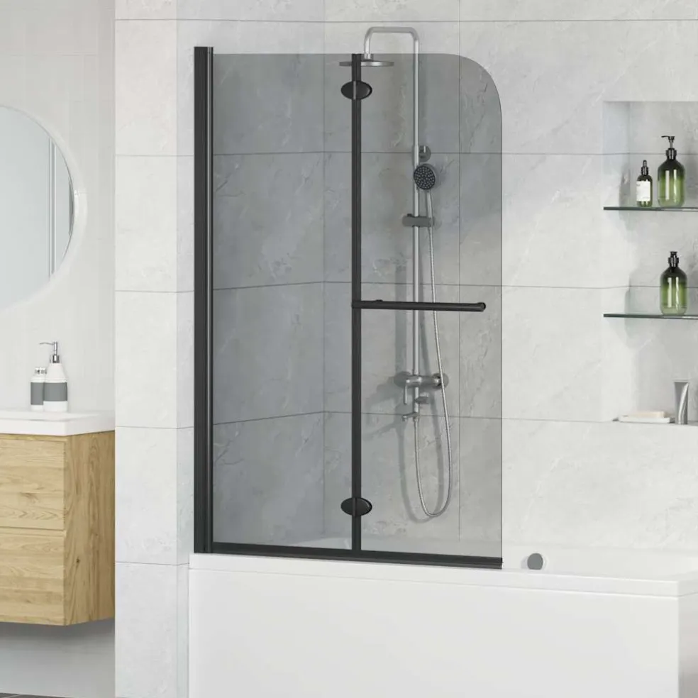 vidaXL Douche Omhulsel Zwart 95 x 140 cm ESG-glas en aluminium