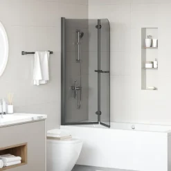 vidaXL Douche Omhulsel Zwart 95 x 140 cm ESG-glas en aluminium