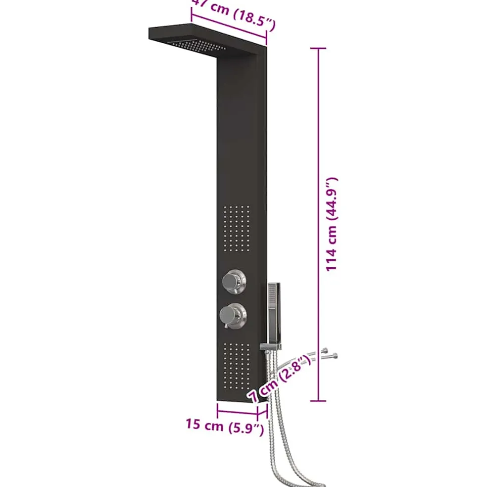 vidaXL Douchepaneelsysteem aluminium zwart