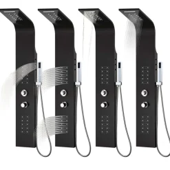 vidaXL Douchepaneel 20x44x130 cm aluminium zwart