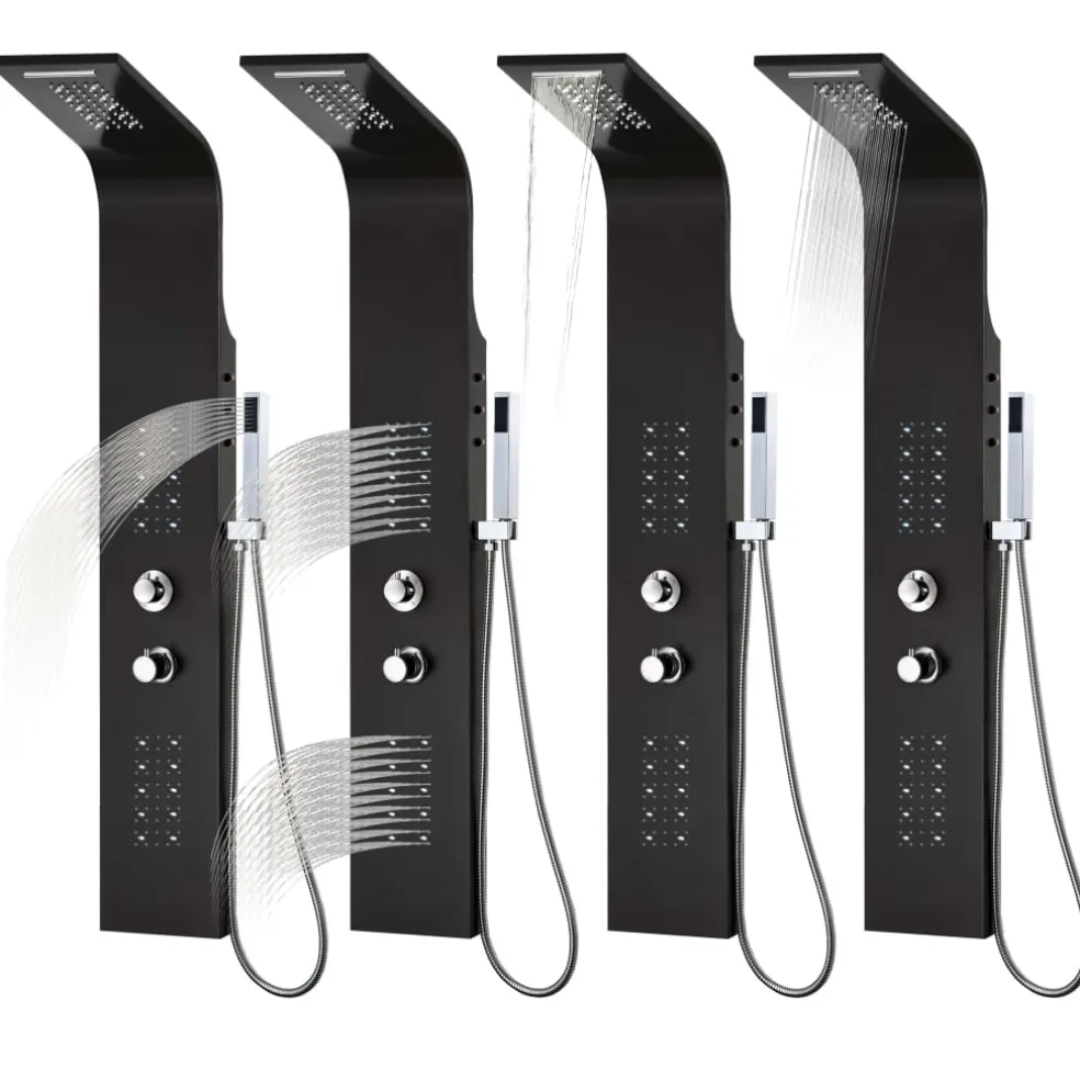 vidaXL Douchepaneel 20x44x130 cm aluminium zwart