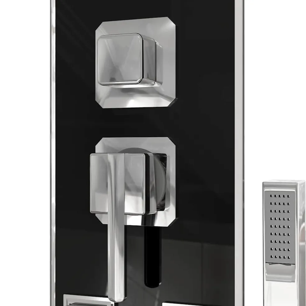 vidaXL Douchepaneel 18x45,5x130 cm glas zwart
