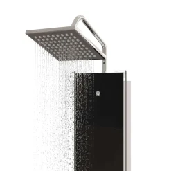 vidaXL Douchepaneel 18x45,5x130 cm glas zwart