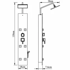 vidaXL Douchepaneel 18x45,5x130 cm glas zwart