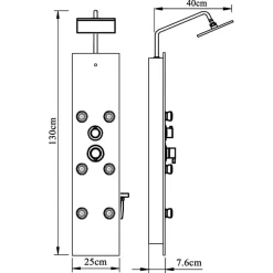 vidaXL Douchepaneel 25x47,5x130 cm glas zwart