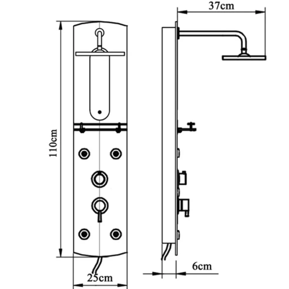 vidaXL Douchepaneel 25x43x110 cm zilverkleurig