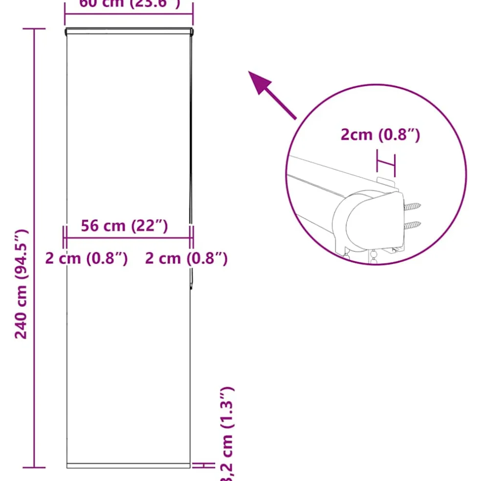 vidaXL Doucherolgordijn met cassette 60x240 cm stofbreedte 56 cm