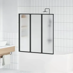 vidaXL Douchescherm Zwart 120 x 2 x 117 cm Aluminium en PP