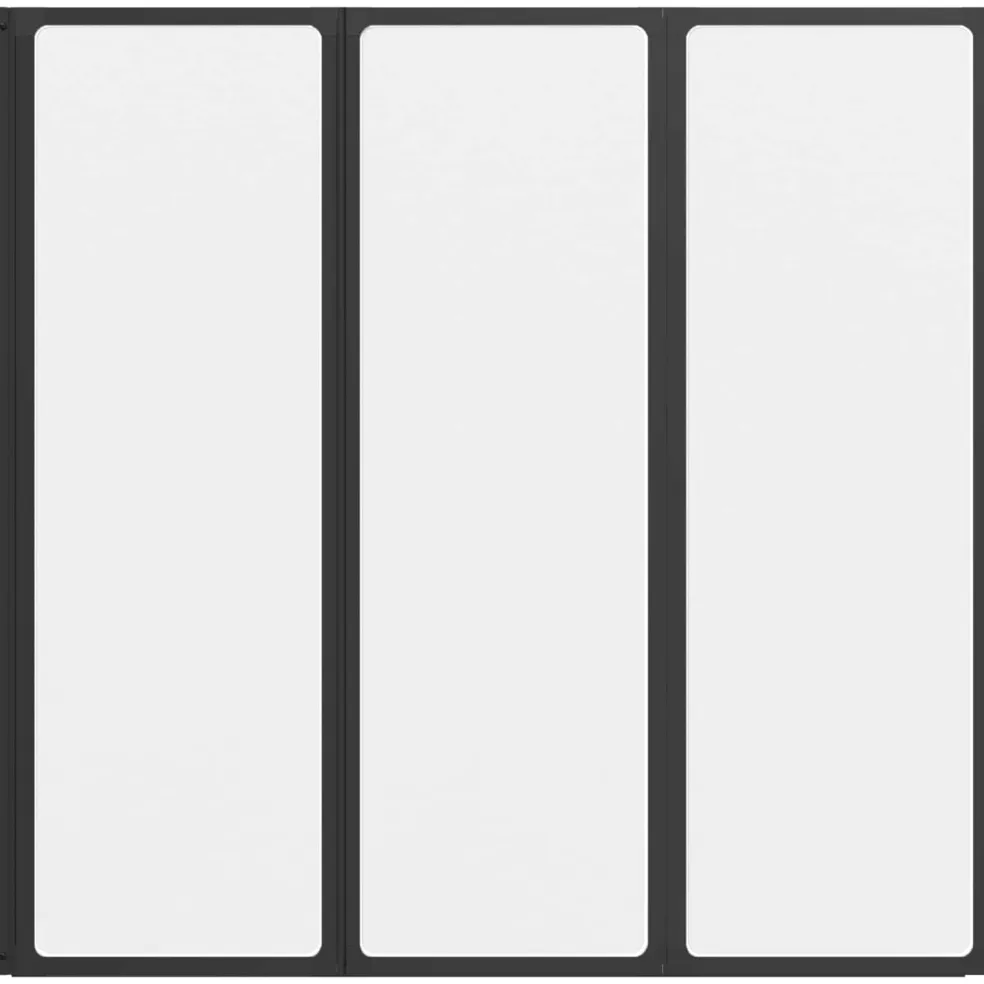 vidaXL Douchescherm Zwart 120 x 2 x 117 cm Aluminium en PP