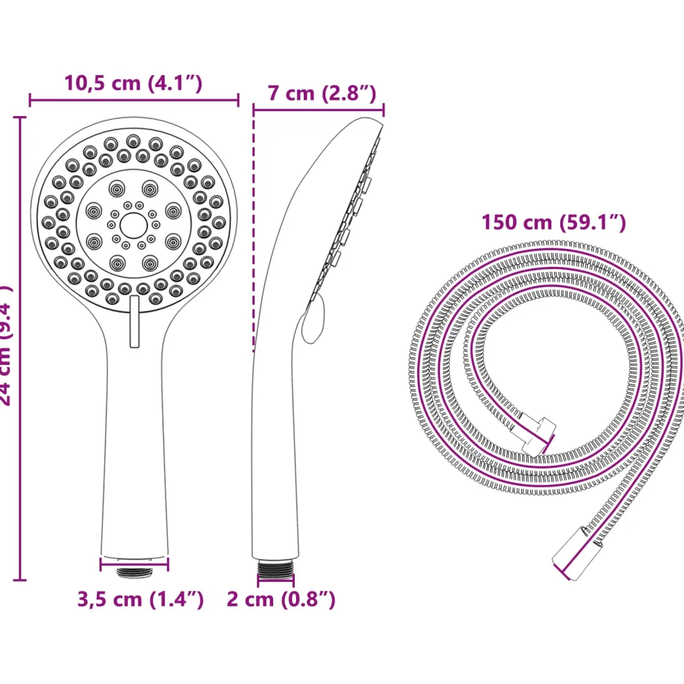 vidaXL Doucheset Chroom 150 cm Roestvrij staal