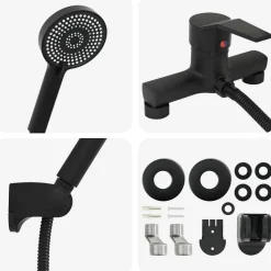 vidaXL Doucheset Zwart G 1 / 2 inch Koper