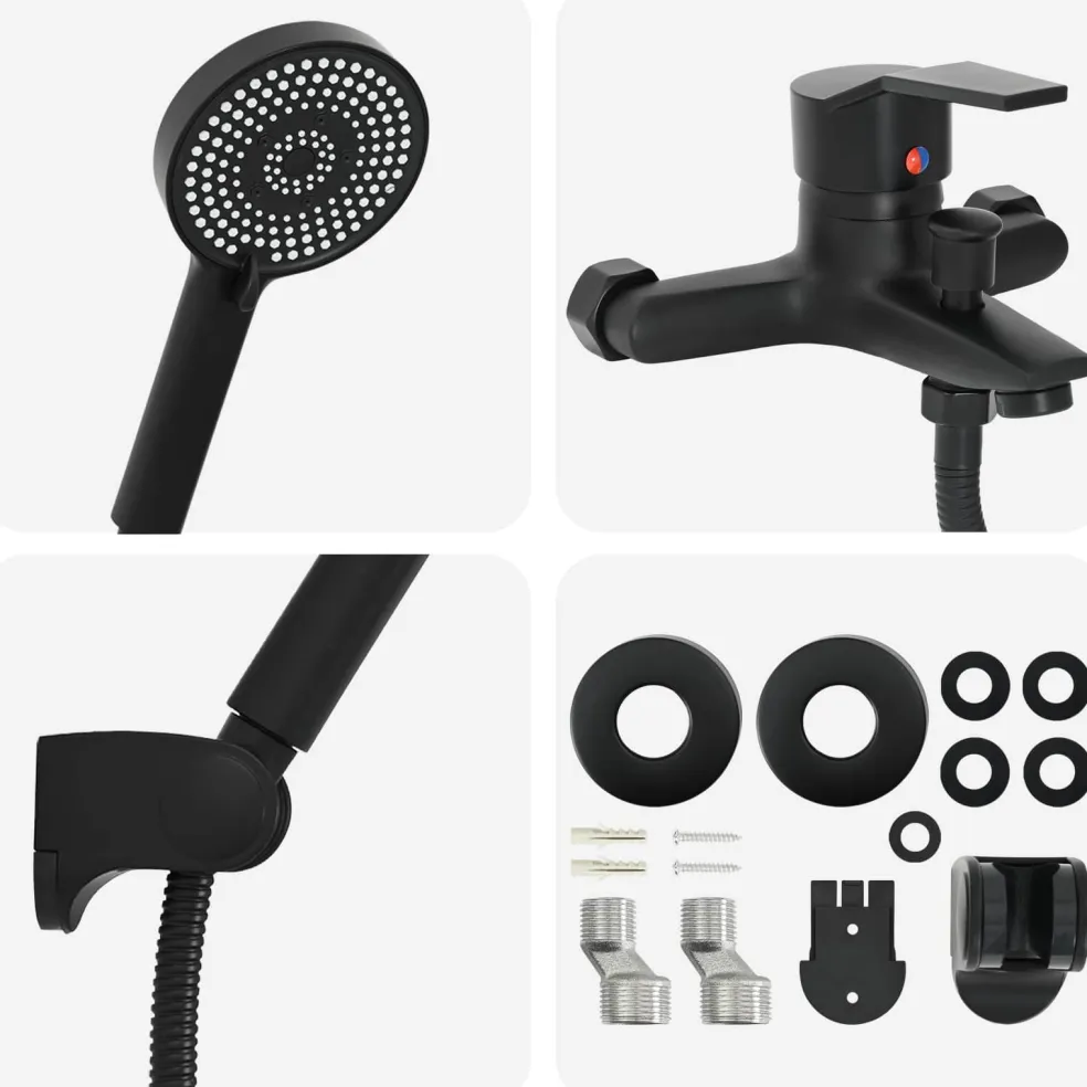 vidaXL Doucheset Zwart G 1/2 inch