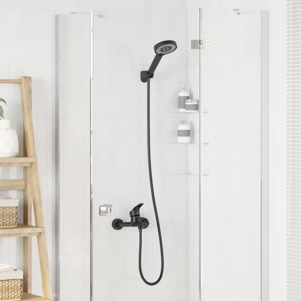 vidaXL Doucheset Zwart G 1/2 inch