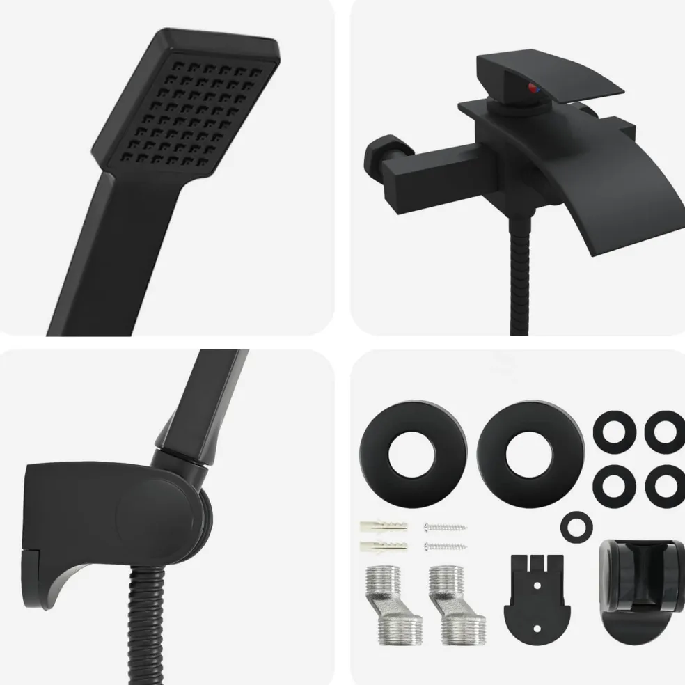 vidaXL Doucheset Zwart G 1/2 inch