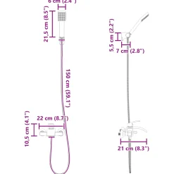 vidaXL Doucheset Zwart G 1/2 inch