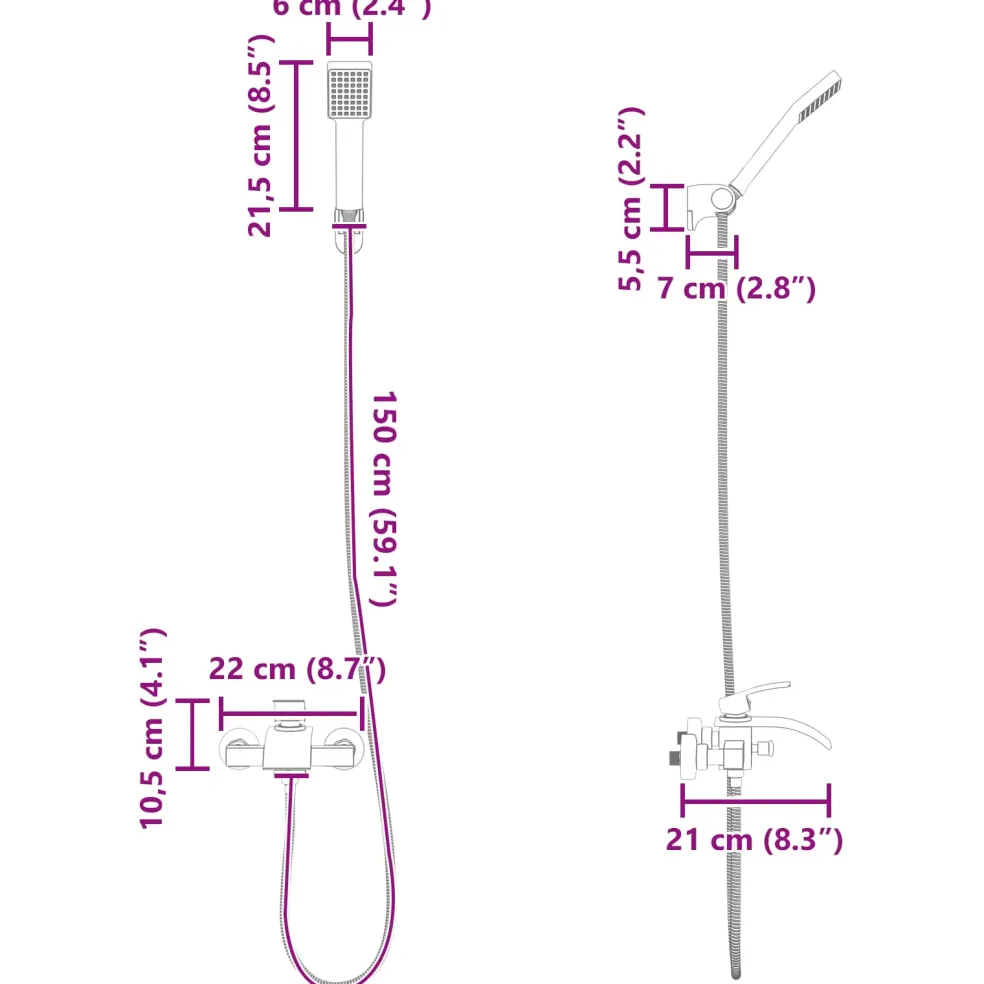 vidaXL Doucheset Zwart G 1/2 inch