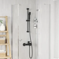 vidaXL Douchesysteem set Zwart 70 cm Roestvrij staal