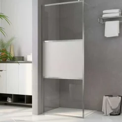 vidaXL Douchewanden zilver 80 x 195 cm Glas en Aluminium