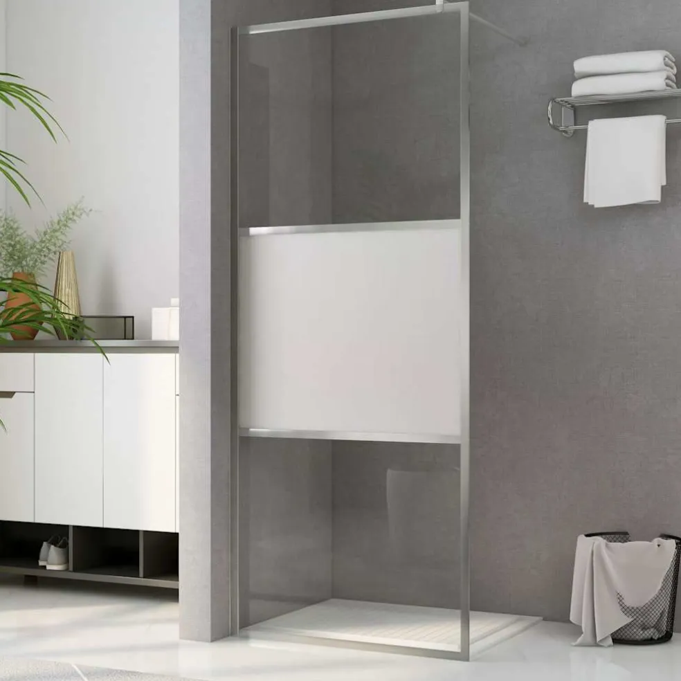vidaXL Douchewanden zilver 80 x 195 cm Glas en Aluminium