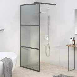 vidaXL Douchewanden Zwart 80 x 195 cm Glas en Aluminium