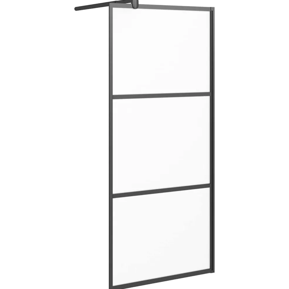 vidaXL Douchewanden Zwart 80 x 195 cm Glas en Aluminium