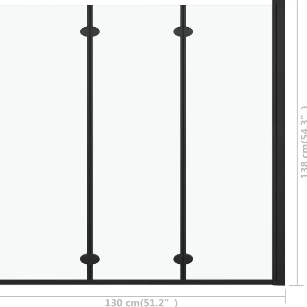 vidaXL Douchewand inklapbaar 3 panelen 130x138 cm ESG zwart