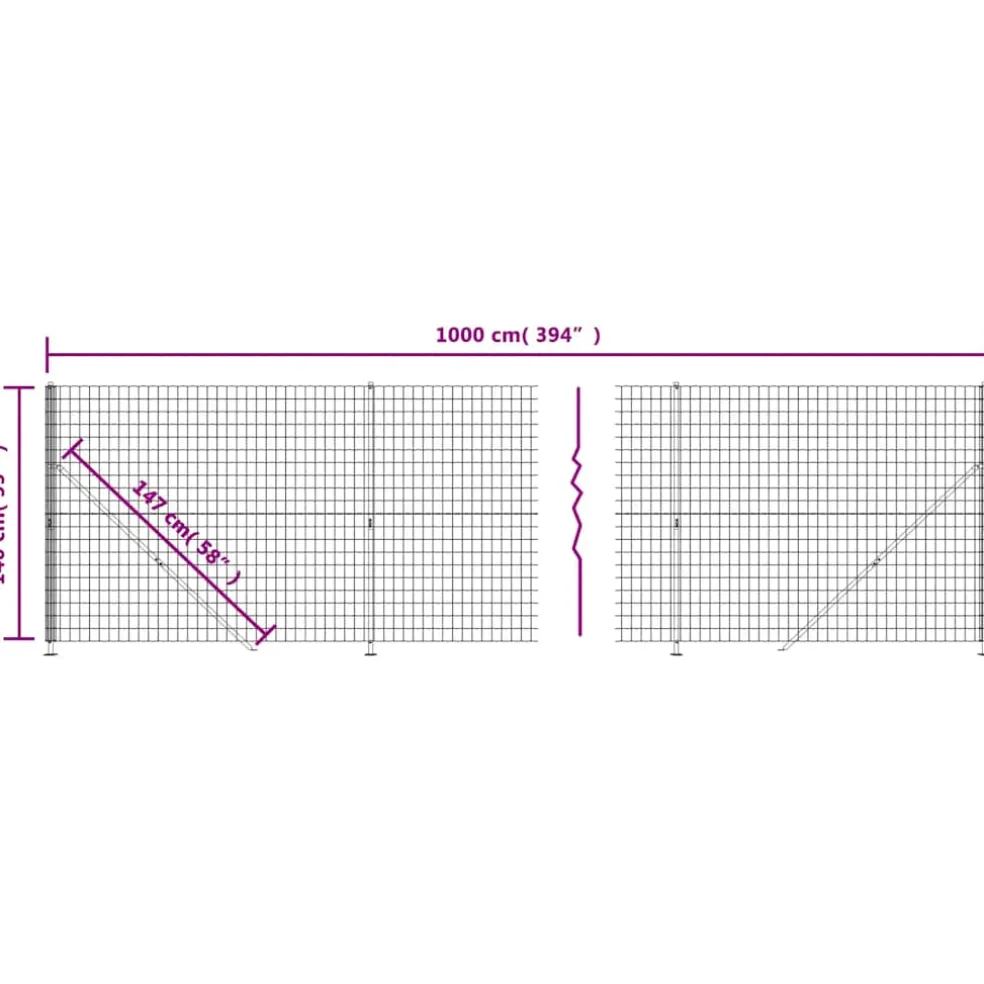 vidaXL Draadgaashek met flens 1,4x10 m antracietkleurig