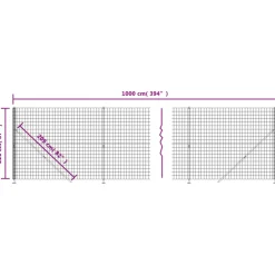 vidaXL Draadgaashek met flens 2,2x10 m groen
