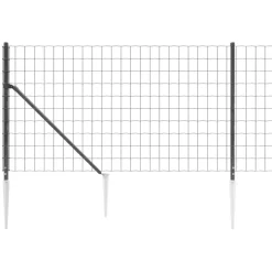 vidaXL Draadgaashek met grondankers 0,8x10 m antracietkleurig