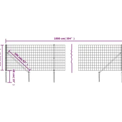 vidaXL Draadgaashek met grondankers 1,1x10 m groen