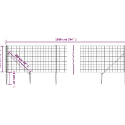 vidaXL Draadgaashek met grondankers 1x10 m antracietkleurig