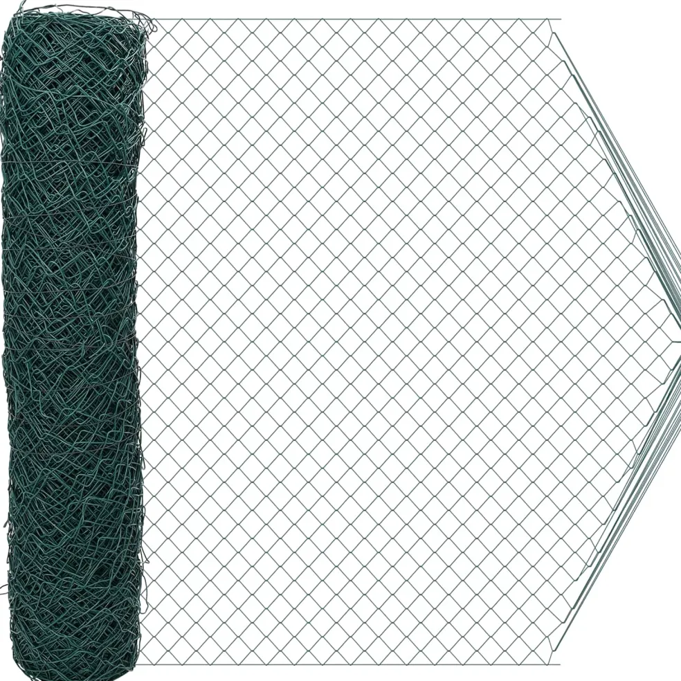 vidaXL Draadgaashek 2 x 10 m Staal Groen