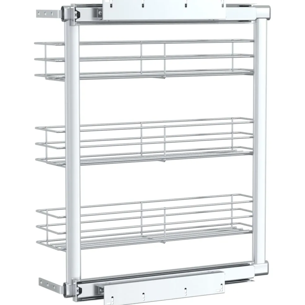 vidaXL Draadmand uittrekbaar 3-laags 47x15,5x55,5 cm zilverkleurig