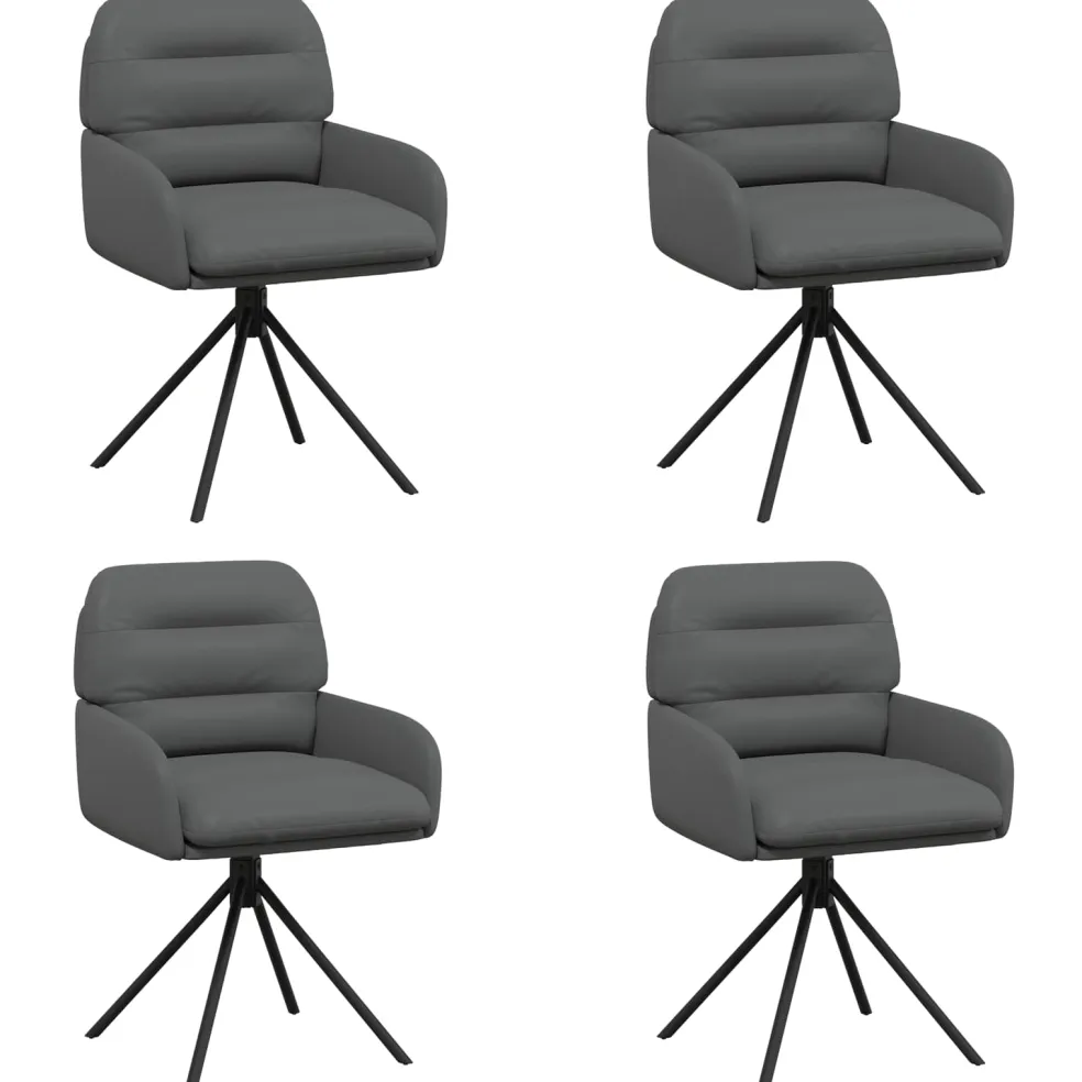 vidaXL Draai Eetstoelen 4 st Kunstleer Grijs 59 x 59,5 x 90 cm