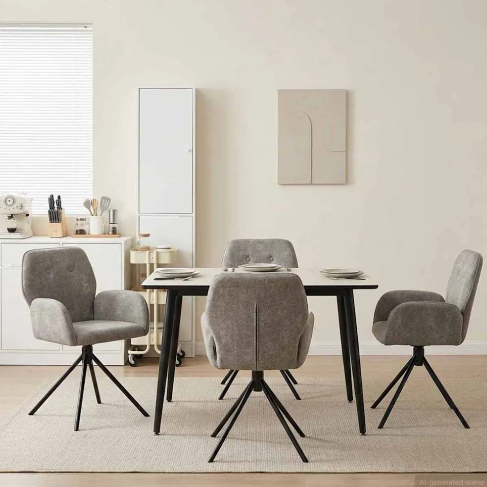 vidaXL Draai Eetstoelen 4 st Nep Suede Leer Lichtgrijs 54 x 55 x 86 cm