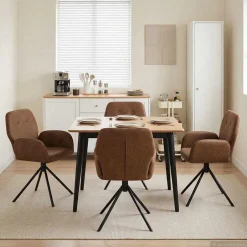 vidaXL Draai Eetstoelen 4 st Nep Suede Leer Bruin 54 x 55 x 86 cm